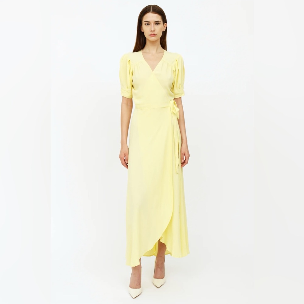 Reformation yellow wrap maxi dress